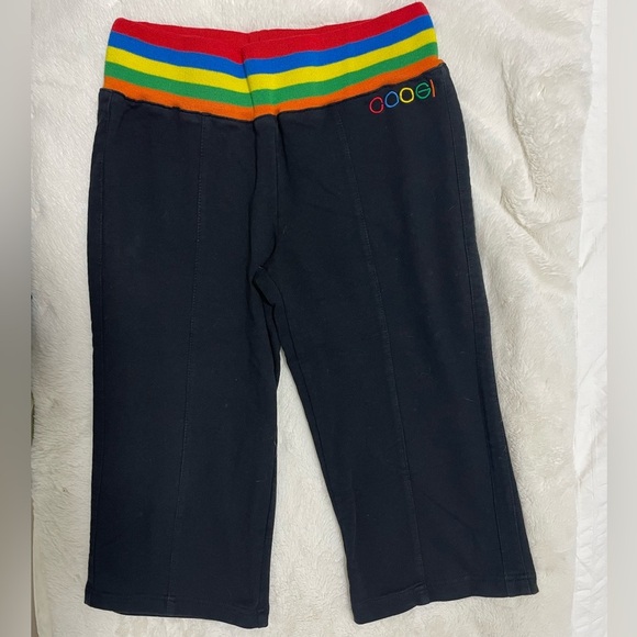 COOGI Black Rainbow Waistband Cropped Sweatpants Size Small - Picture 2 of 6